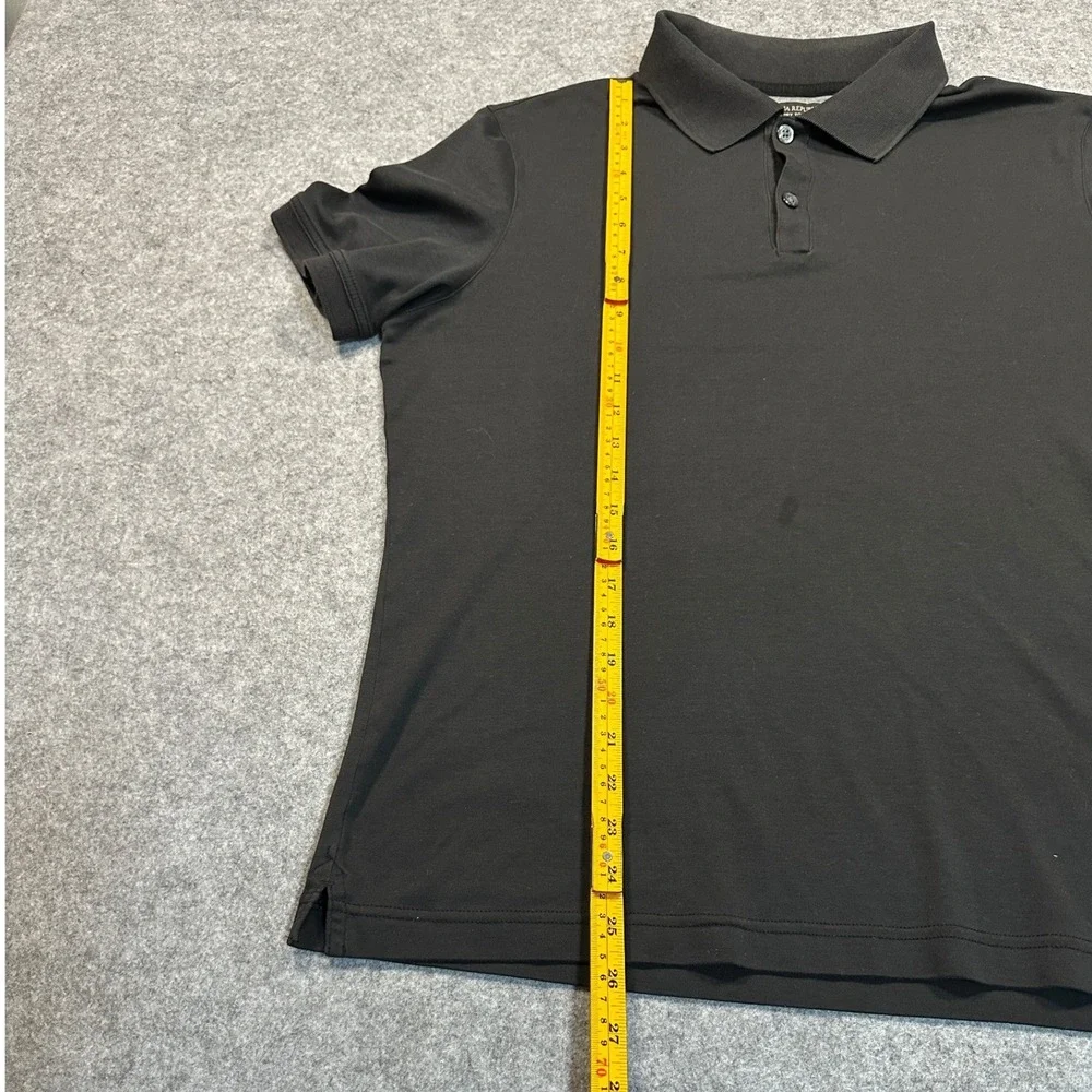 Banana Republic Luxury Touch Polo Large Black Solid Cotton‎ Short Sleeve